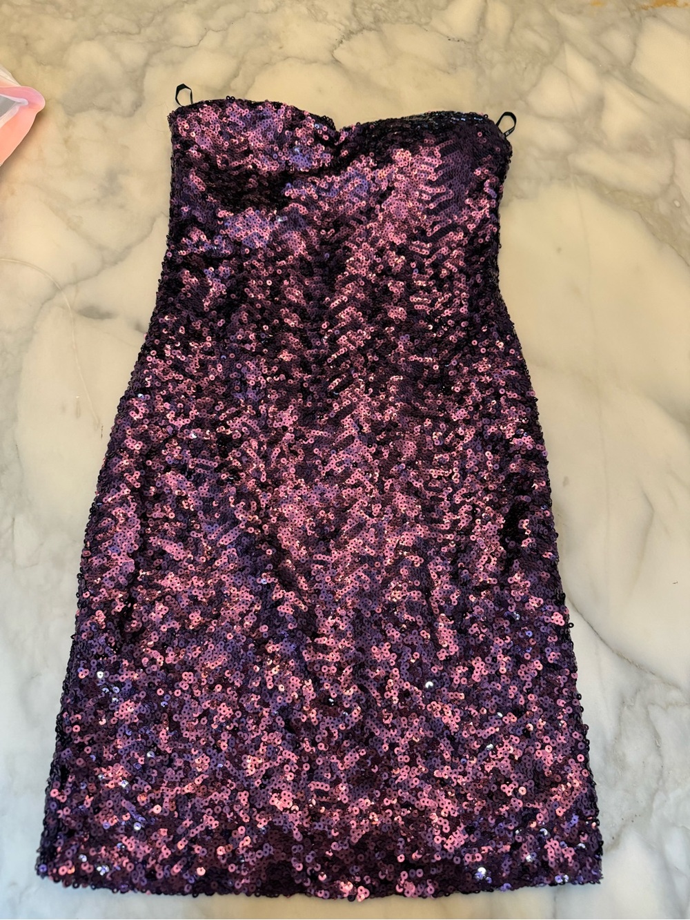 Forever 21 Strapless Purple Sequin Mini Dress